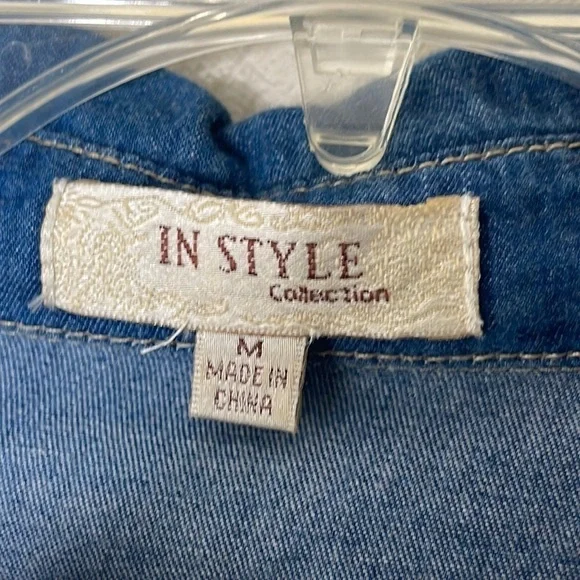 Women's Blue Button Down Shirt - Picture 5 of 6